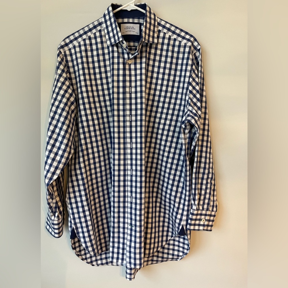 Brooks Brothers Men's Blue & White Check Dress Shirt